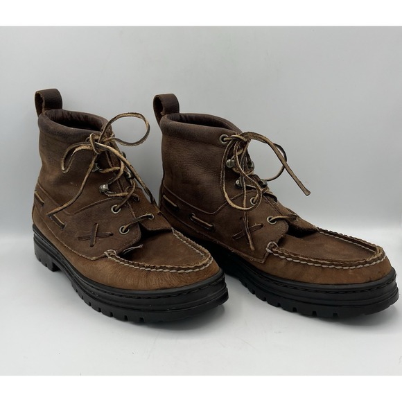 Vintage Ralph Lauren Polo Sport Boots Womens 7‎ Brown Country Ranger Moc Leather - Picture 10 of 16